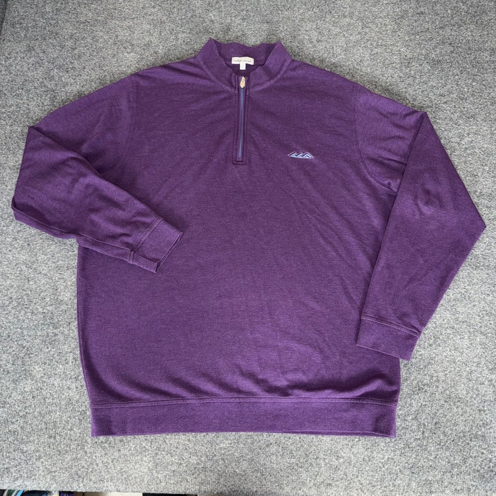 Peter Millar Crown Comfort Men XXL Purple Heather 1/4 Zip Pullover Golf Athletic
